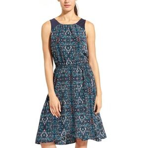 Athleta Dress‎ Women XS Blue Martinique Bohemian Geometric Casual Printed
